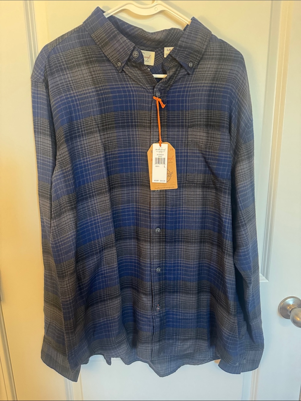 Weatherproof Blue and Gray Plaid Button-Down Shirt